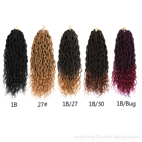 Synthetic Factory Price Wavy Goddess ombre braided hair locs dreadlocks Faux Straight curly Faux Locs Hair Attachment